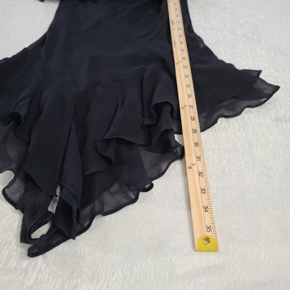 Orna Faro Vintage Y2K women's black silk ruffle tiers one shoulder dress Sz 40 - Picture 5 of 8